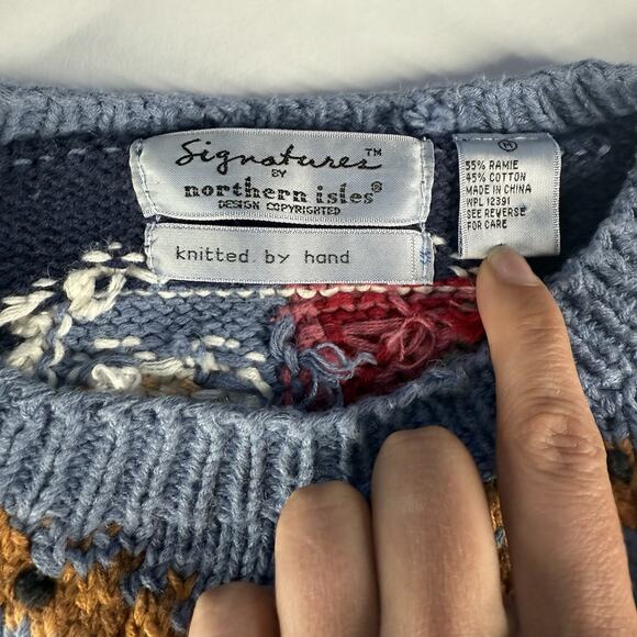 VTG SIGNATURES NORTHERN ISLES KNITTED BY HAND M KNIT SWEATER NOAH'S ARK - Picture 3 of 8